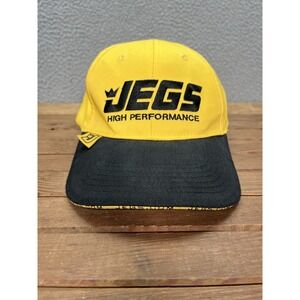 Jegs Hat Adult Yellow Black Strap Back Cap Automotive Mechanic Auto Garage Truck